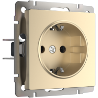 Механизм розетки Werkel 1-ая с заземлением шампань (10)
