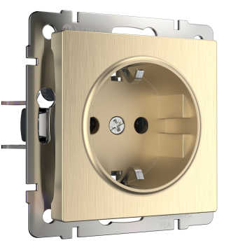 Механизм розетки Werkel 1-ая с заземлением шампань рифленый (10)