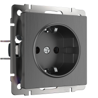 Механизм розетки Werkel 1-ая с заземлением шторки графит рифленый (10)