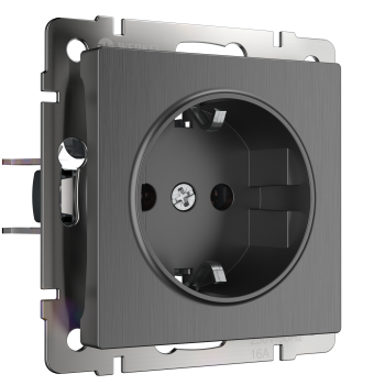 Механизм розетки Werkel 1-ая с заземлением шторки графит рифленый (10)