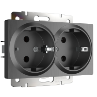 Механизм розетки Werkel 2-ая с заземлением графит рифленый (10)