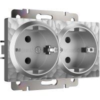 Механизм розетки Werkel Hammer 2ая с заземлением серебряный