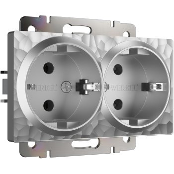 Механизм розетки Werkel Hammer 2ая с заземлением серебряный