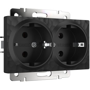 Механизм розетки Werkel Hammer 2ая с заземлением черный