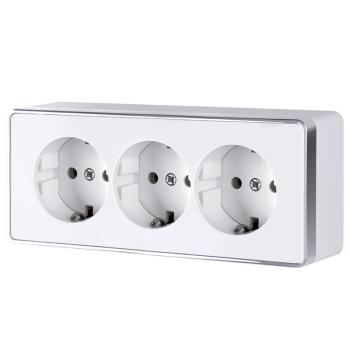 Розетка Werkel Gallant 3-ая с заземлением шторки белый (5)