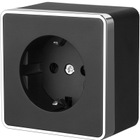 Розетка Werkel Gallant 1-ая с заземлением черный/хром (10)