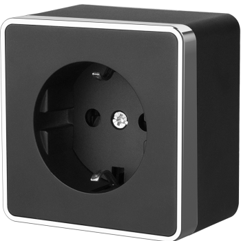 Розетка Werkel Gallant 1-ая с заземлением черный/хром (10)