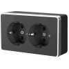 Розетка Werkel Gallant 2-ая с заземлением черный/хром (5)