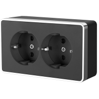 Розетка Werkel Gallant 2-ая с заземлением черный/хром (5)