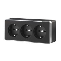 Розетка Werkel Gallant 3-ая с заземлением шторки черный/хром (5)