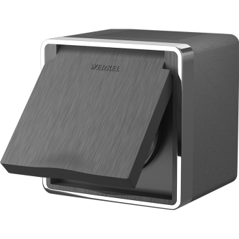 Розетка Werkel Gallant 1-ая с заземлением IP44 крышка шторки графит рифленый (10)