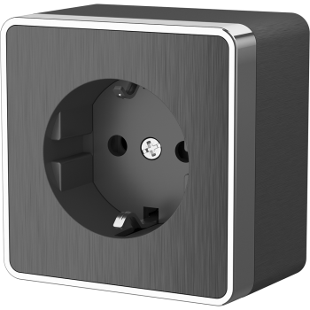 Розетка Werkel Gallant 1-ая с заземлением графит рифленый (10)