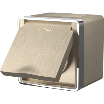 Розетка Werkel Gallant 1-ая с заземлением IP44 крышка шампань рифлёный (10)