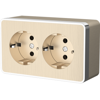 Розетка Werkel Gallant 2-ая с заземлением шампань рифлёный (5)