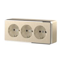 Розетка Werkel Gallant 3-ая с заземлением шторки шампань рифленый (5)