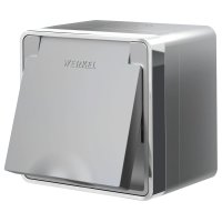 Розетка Werkel Gallant 1-ая с заземлением IP44 крышка шторки серебряный (10)