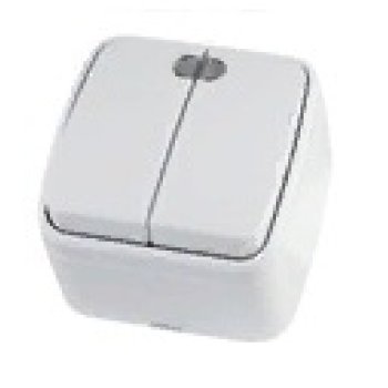 Выключатель TDM Дача 2кл. белый подсветка (10/100)