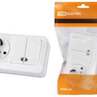 Блок TDM Ладога 2кл.+розетка с/з белый подсветка (10)