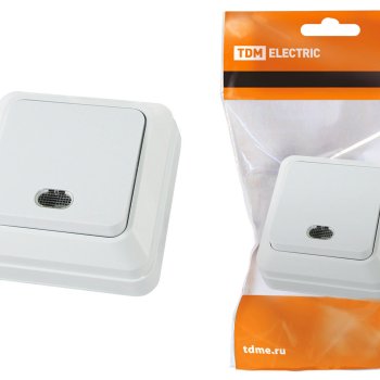 Выключатель TDM Ладога 1кл. белый подсветка (10/200)