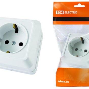 Розетка TDM Ладога 1-ая белая с/з керамика (10/200)