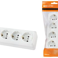 Розетка TDM Ладога 4-ая белая с/з (6/60)