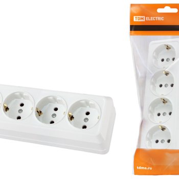 Розетка TDM Ладога 4-ая белая с/з (6/60)