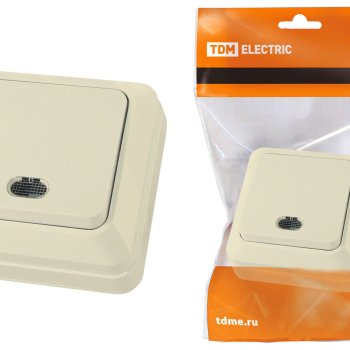 Выключатель TDM Ладога 1кл. крем подсветка (10/200)