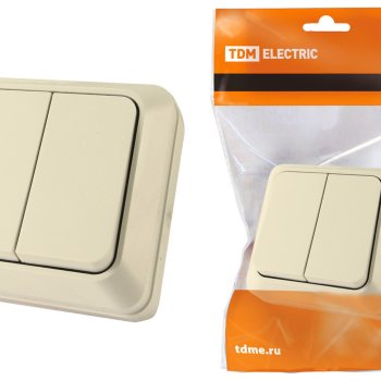 Выключатель TDM Ладога 2кл. крем (10/200)