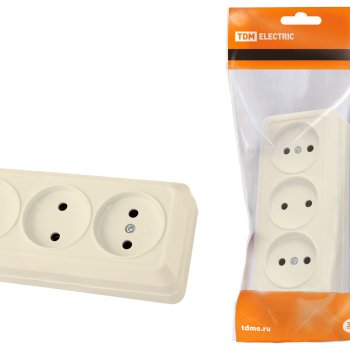 Розетка TDM Ладога 3-ая слоновая кость б/з (6/60)