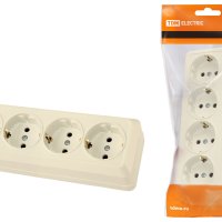 Розетка TDM Ладога 4-ая слоновая кость с/з (6/60)