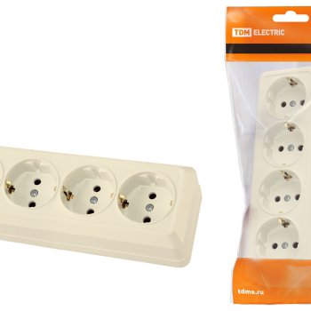 Розетка TDM Ладога 4-ая слоновая кость с/з (6/60)