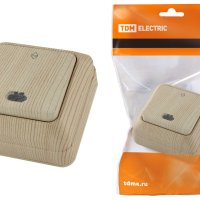 Выключатель TDM Ладога 1кл. сосна проходной подсветка (10/200)