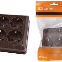 Розетка TDM Ладога 4-ая бук с/з квадрат (6/60)