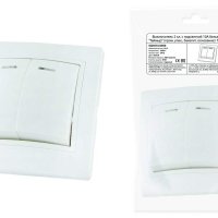 Выключатель TDM Таймыр 2кл. белый подсветка бакелитовое основание (10/200)