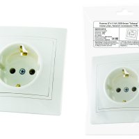 Розетка TDM Таймыр 1-ая белая с/з, шторки, бакелит. основание (10/200)