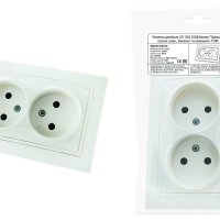 Розетка TDM Таймыр 2-ая белая б/з, бакелитовое основание (10/200)