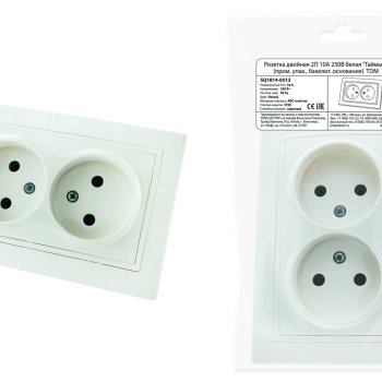 Розетка TDM Таймыр 2-ая белая б/з, бакелитовое основание (10/200)