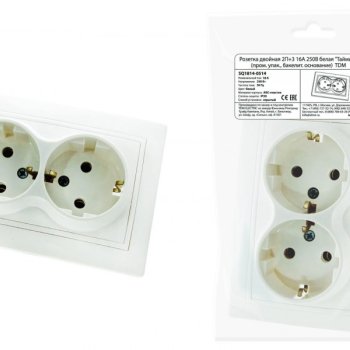 Розетка TDM Таймыр 2-ая белая с/з, бакелит. основание (10/200)