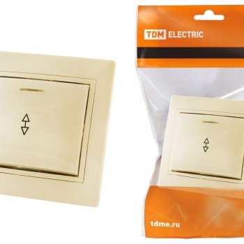 Выключатель TDM Таймыр 1кл. крем проходной с подсветкой(10/200)