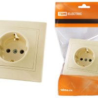 Розетка TDM Таймыр 1-ая крем с/з (10/100)