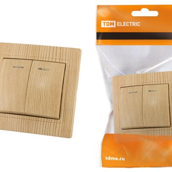 Выключатель TDM Таймыр 2кл. сосна с подсветкой (10/200)