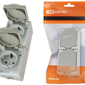 Розетка Вуокса 2-ая с/з IP54 вертикальная TDM (10)