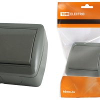 Выключатель Селигер 1кл. IP44 серый TDM (10)
