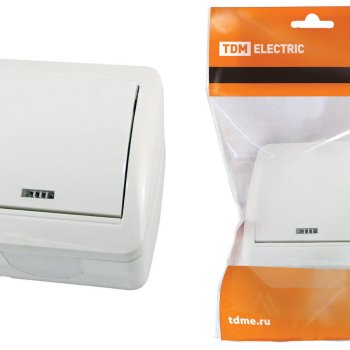 Bыключатель Селигер 1кл. подсветка IP44 TDM (10)