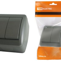 Выключатель Селигер 2кл. IP44 серый TDM (10)