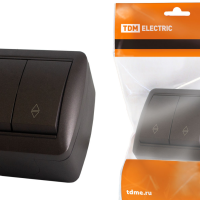 Выключатель Селигер 2кл. проходной IP44 шоколад TDM (10)