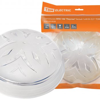 Светильник Е27 IP20 40Вт D232x77мм TDM НПО 106 Плутон белый (20)