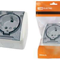 Розетка Селигер 1-ая с/з с крышкой IP54 TDM (10)