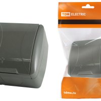 Розетка Селигер 1-ая с/з с серой крышкой IP54 серый TDM (10)