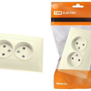 Розетка TDM Лама 2-ая слоновая кость б/з защ.шт. (7/84)